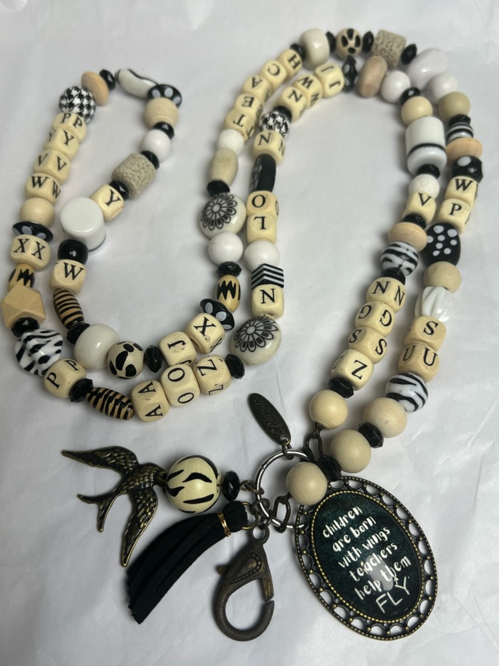 PLUNDER Jewelry Alphabet Teach Lanyard Necklace NWOT
